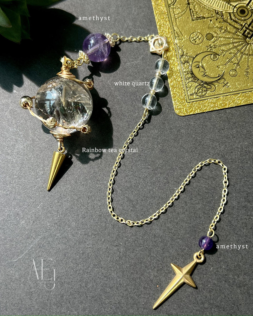 Rainbow Smoky Quartz Pendulum Pendant / Car Charm | Protection & Frequency