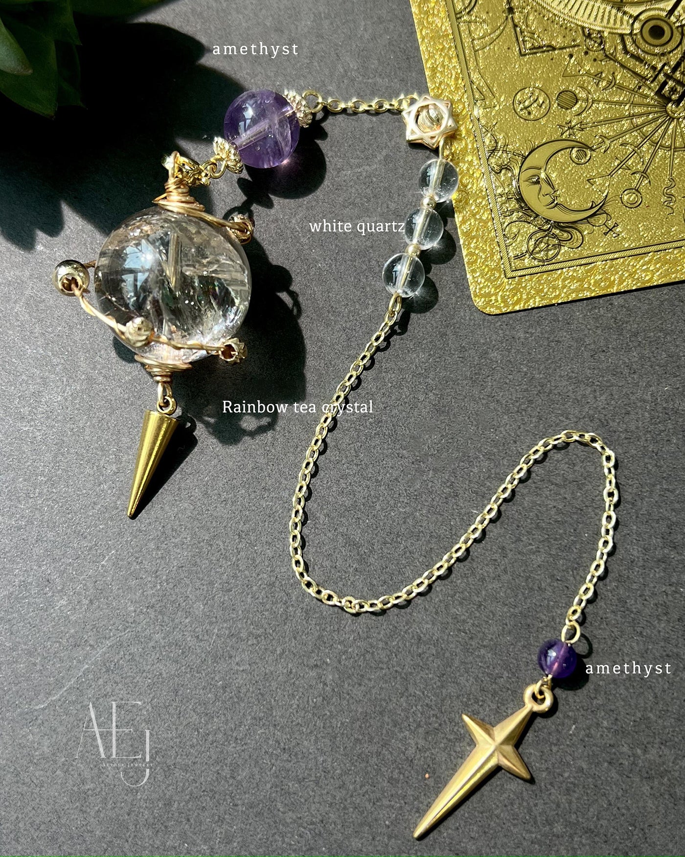 Rainbow Smoky Quartz Pendulum Pendant / Car Charm | Protection & Frequency