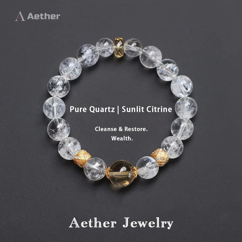 Natural Clear Quartz & Citrine Bracelet: Amplify Energy, Attract Abundance