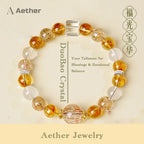 Luxury Unisex Bracelet: Natural Raw Citrine & Rutilated Crystal with Titanium Inclusions