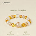 Luxury Unisex Bracelet: Natural Raw Citrine & Rutilated Crystal with Titanium Inclusions