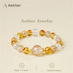 Luxury Unisex Bracelet: Natural Raw Citrine & Rutilated Crystal with Titanium Inclusions