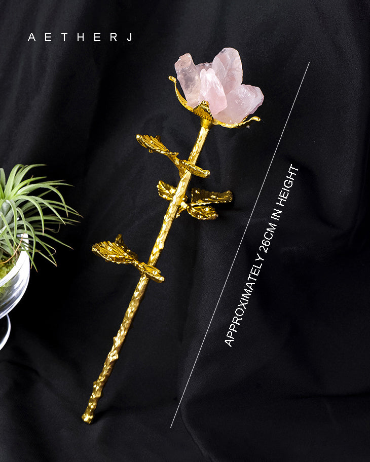 Natural Crystal Rose Flower Arrangement – Clear Quartz, Amethyst or Rose Quartz