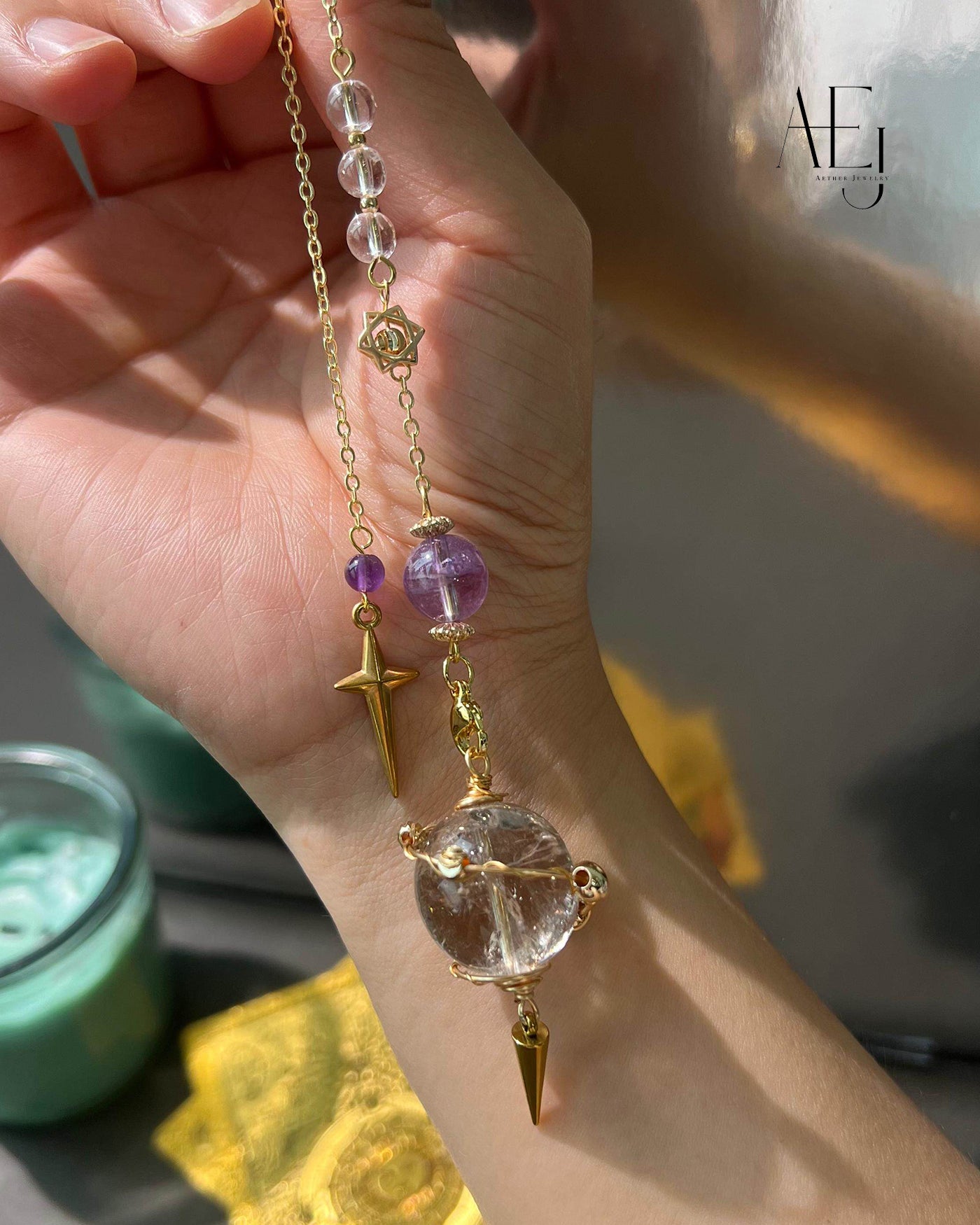 Rainbow Smoky Quartz Pendulum Pendant / Car Charm | Protection & Frequency