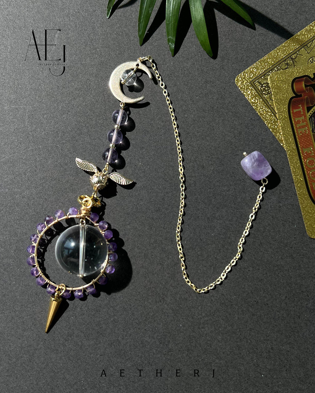 Clear Quartz & Amethyst Pendulum for Frequency Alignment, Intuition & Spiritual Protection
