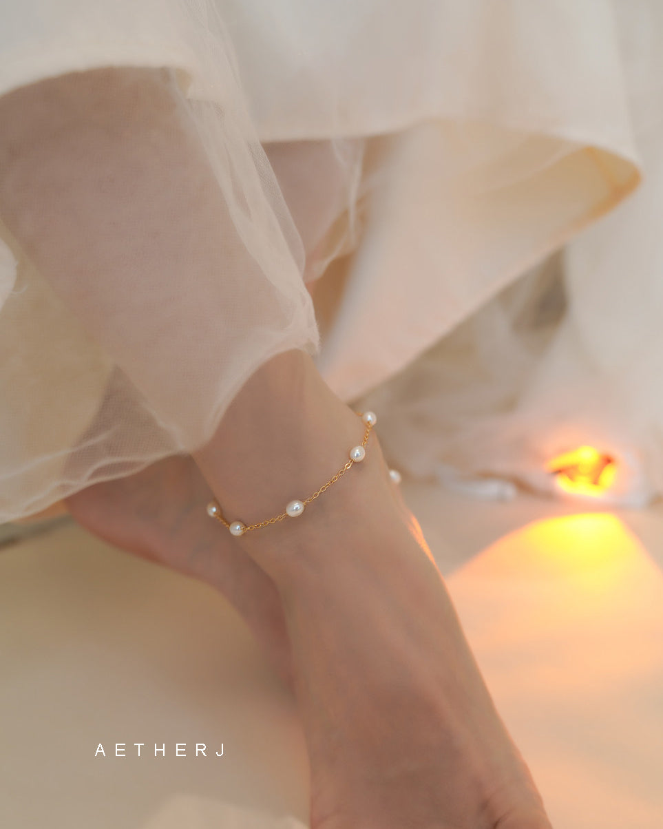 14K Gold-Filled Layered Anklet with Natural Pearl for Elegance & Everyday Luxury