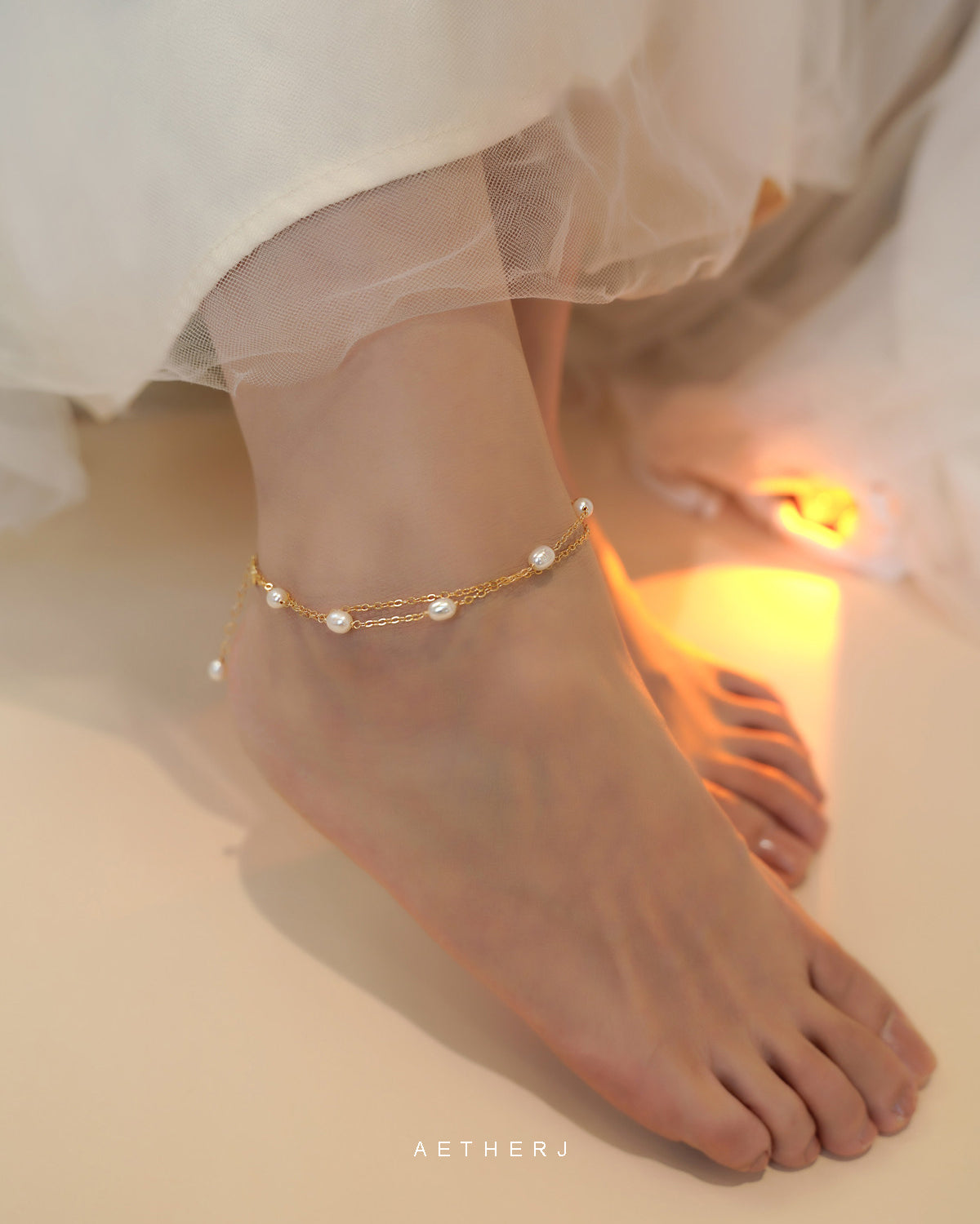 14K Gold-Filled Layered Anklet with Natural Pearl for Elegance & Everyday Luxury