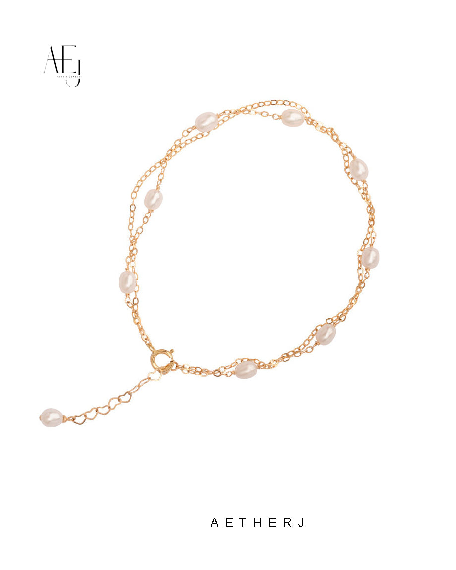 14K Gold-Filled Layered Anklet with Natural Pearl for Elegance & Everyday Luxury