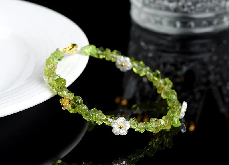 Natural Crystal Chip Bracelet (Aquamarine, Citrine & Peridot)