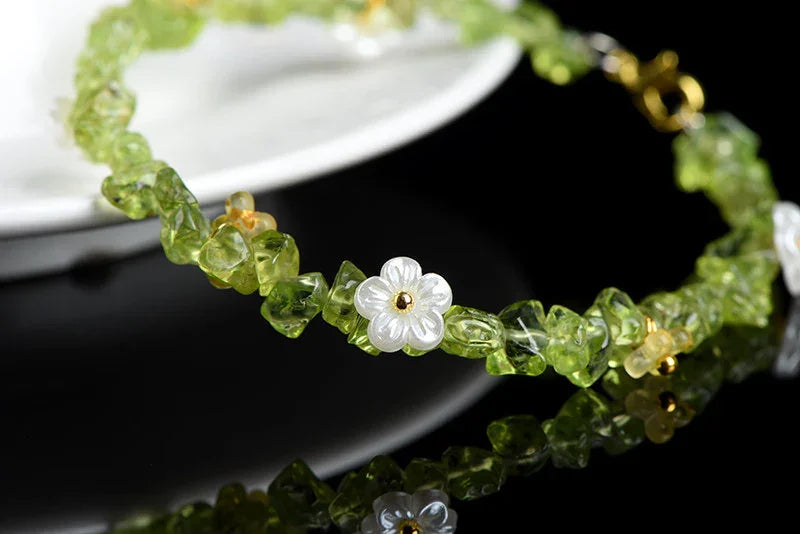 Natural Crystal Chip Bracelet (Aquamarine, Citrine & Peridot)