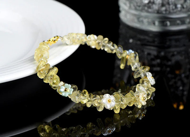 Natural Crystal Chip Bracelet (Aquamarine, Citrine & Peridot)