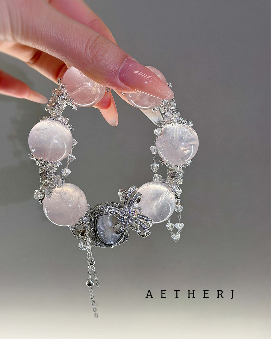 Rose Quartz & Mother-of-Pearl Nine-Tailed Fox Bracelet | Love · Protection · Spirituality