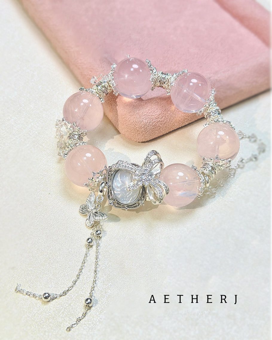 Rose Quartz & Mother-of-Pearl Nine-Tailed Fox Bracelet | Love · Protection · Spirituality