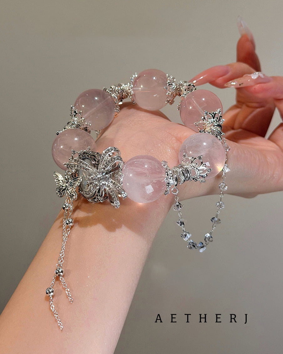 Rose Quartz & Mother-of-Pearl Nine-Tailed Fox Bracelet | Love · Protection · Spirituality