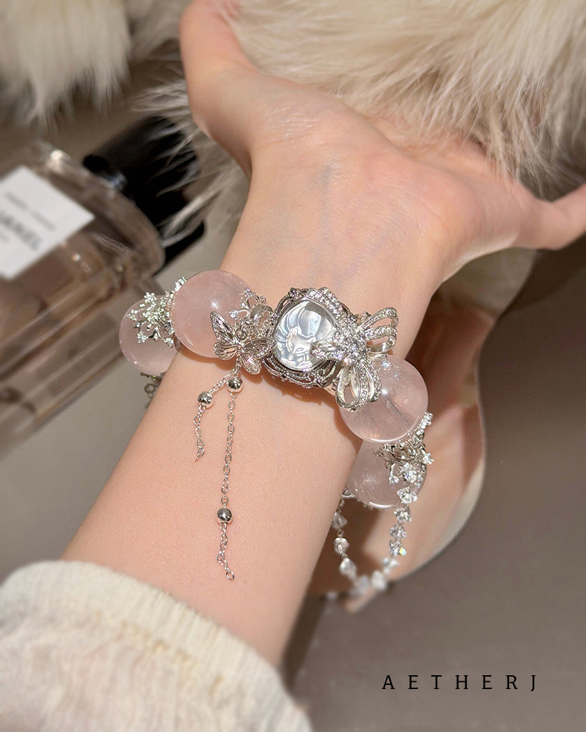 Rose Quartz & Mother-of-Pearl Nine-Tailed Fox Bracelet | Love · Protection · Spirituality