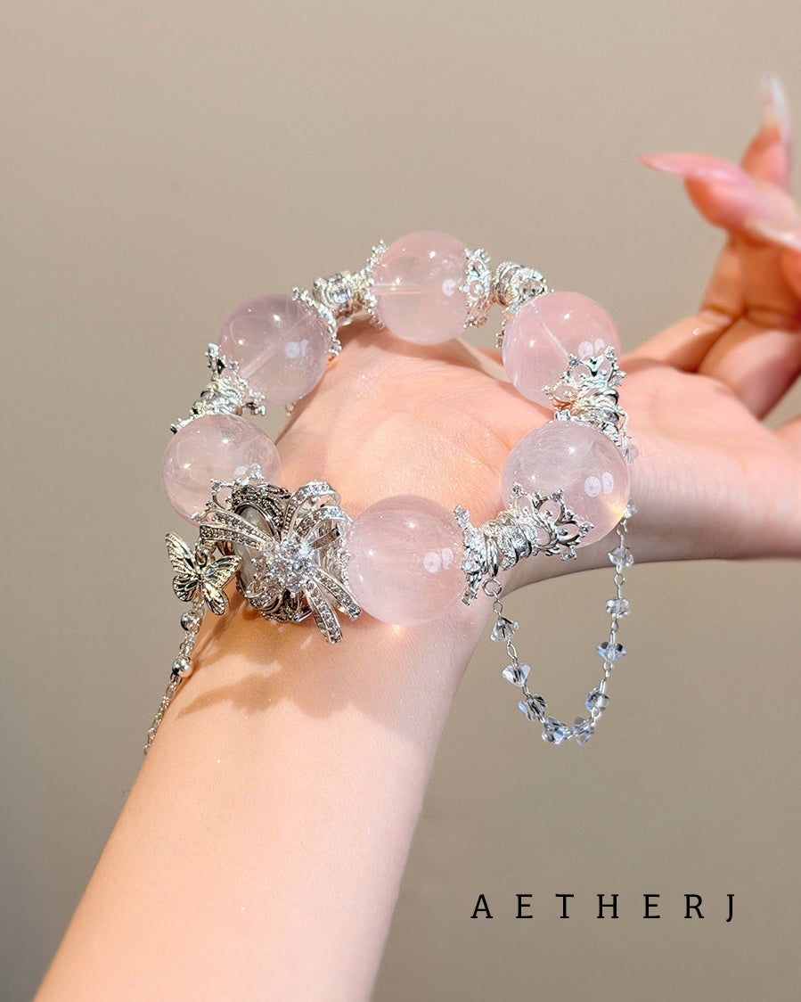 Rose Quartz & Mother-of-Pearl Nine-Tailed Fox Bracelet | Love · Protection · Spirituality