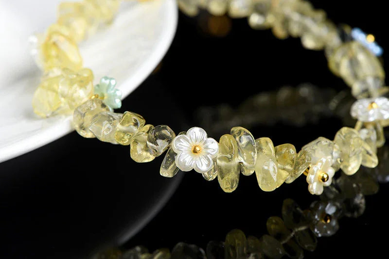 Natural Crystal Chip Bracelet (Aquamarine, Citrine & Peridot)