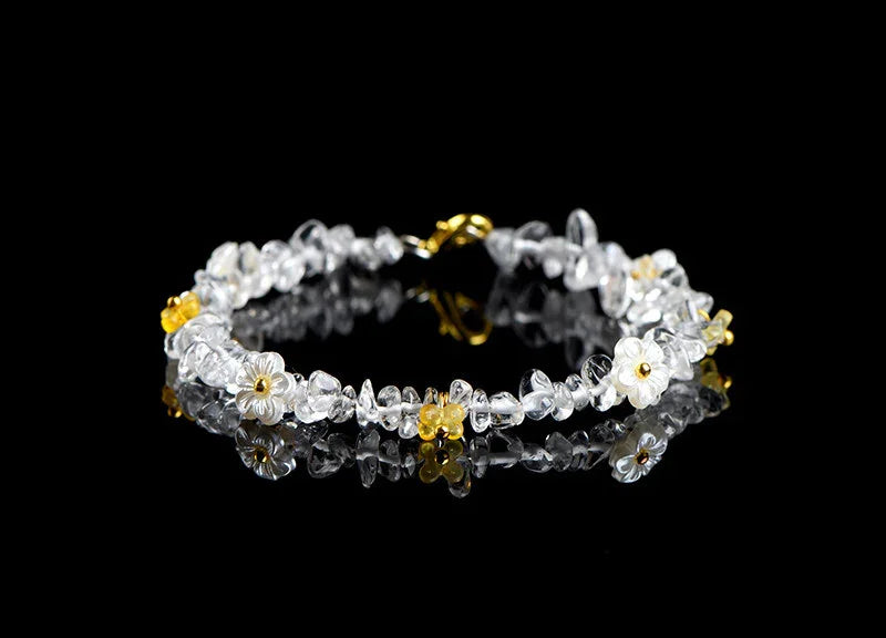 Natural Crystal Chip Bracelet (Aquamarine, Citrine & Peridot)