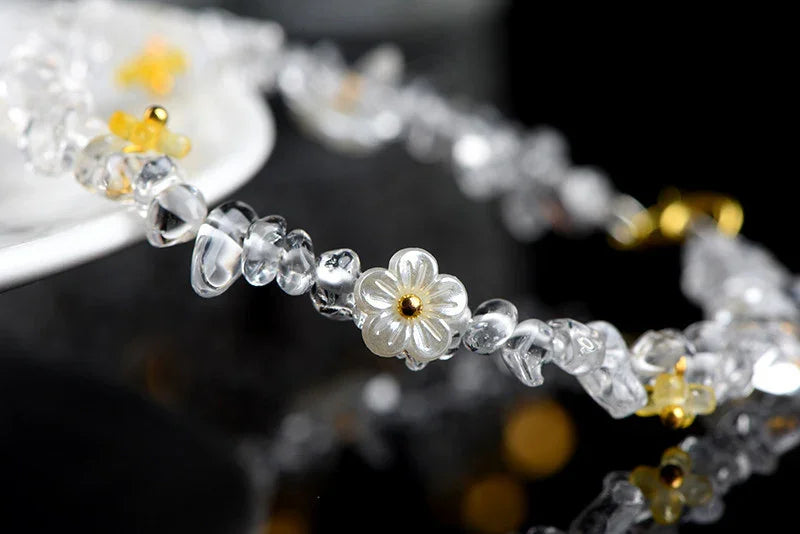 Natural Crystal Chip Bracelet (Aquamarine, Citrine & Peridot)