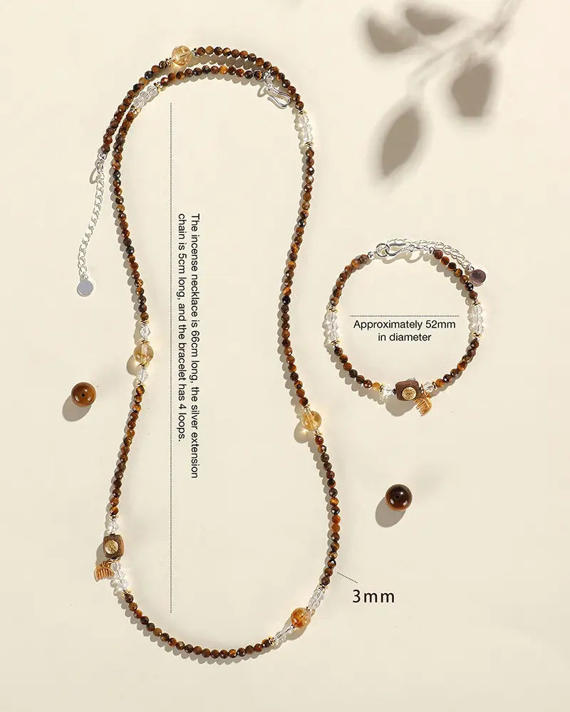 Faceted Tiger Eye with Agarwood | Vintage Unisex Jewelry