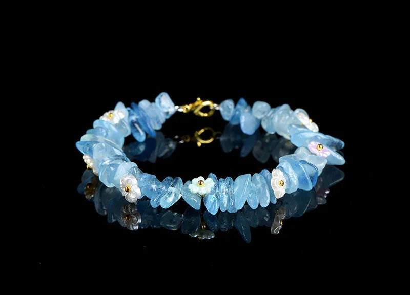 Natural Crystal Chip Bracelet (Aquamarine, Citrine & Peridot)
