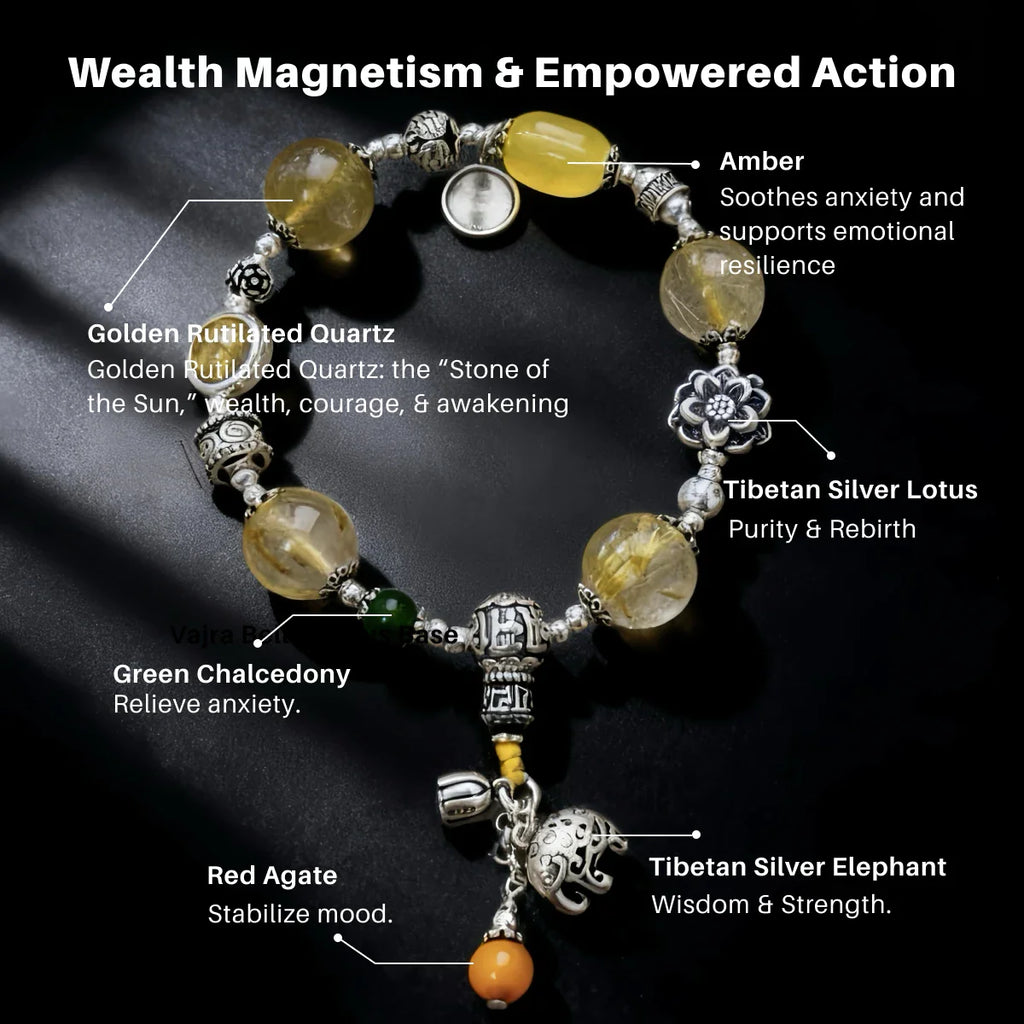 Wealth Magnetism – Mantra Golden Rutilated Quartz Bracelet