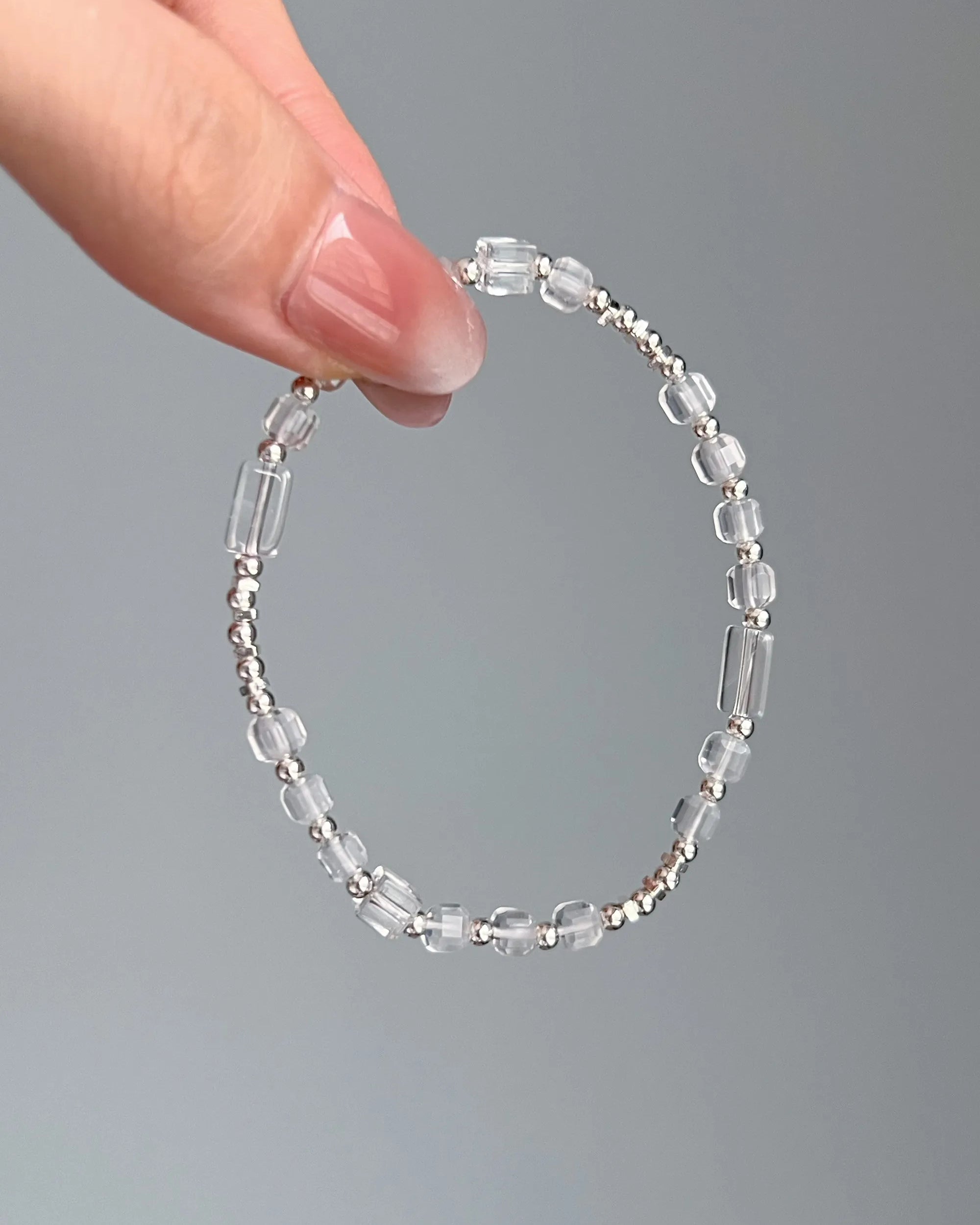 7A Faceted Clear Quartz & S925 Silver Bracelet for Clarity, Balance & Daily Wear
