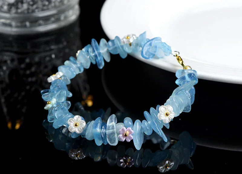 Natural Crystal Chip Bracelet (Aquamarine, Citrine & Peridot)