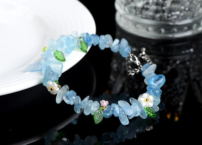 Natural Crystal Chip Bracelet (Aquamarine, Citrine & Peridot)