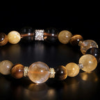 Necklace with multicolored beads on a dark background