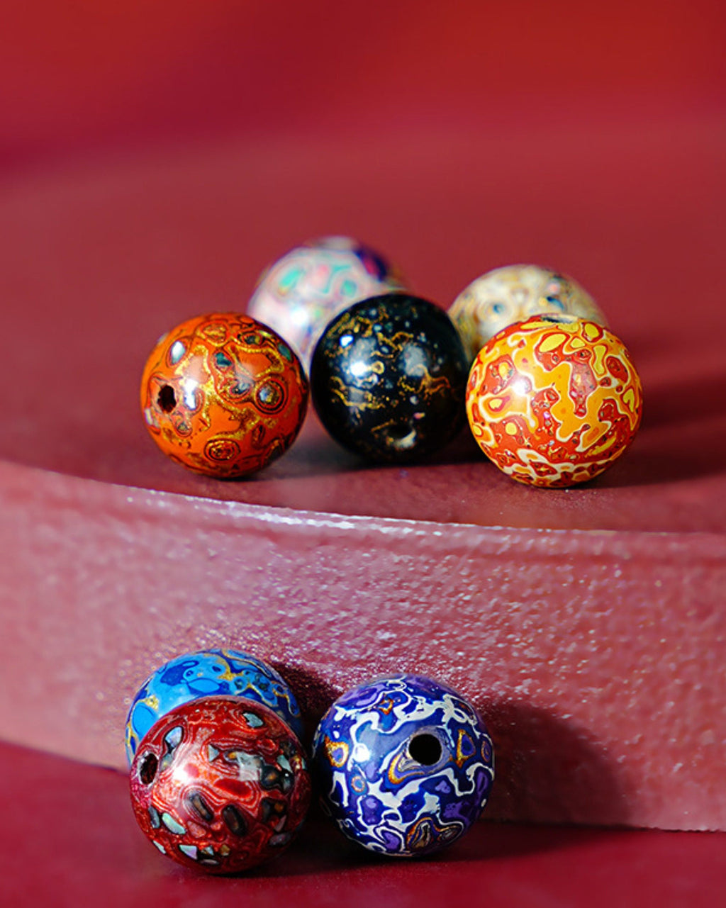 Artisanal Mother-of-Pearl Inlay Loose Beads. Premium Accessories.