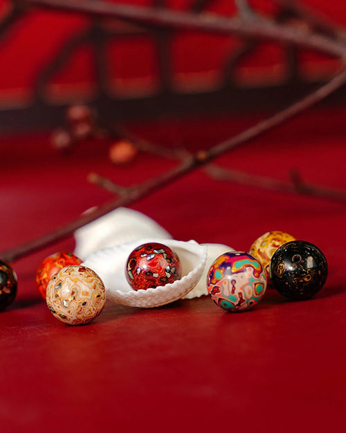 Artisanal Mother-of-Pearl Inlay Loose Beads. Premium Accessories. - Aether Jewelry