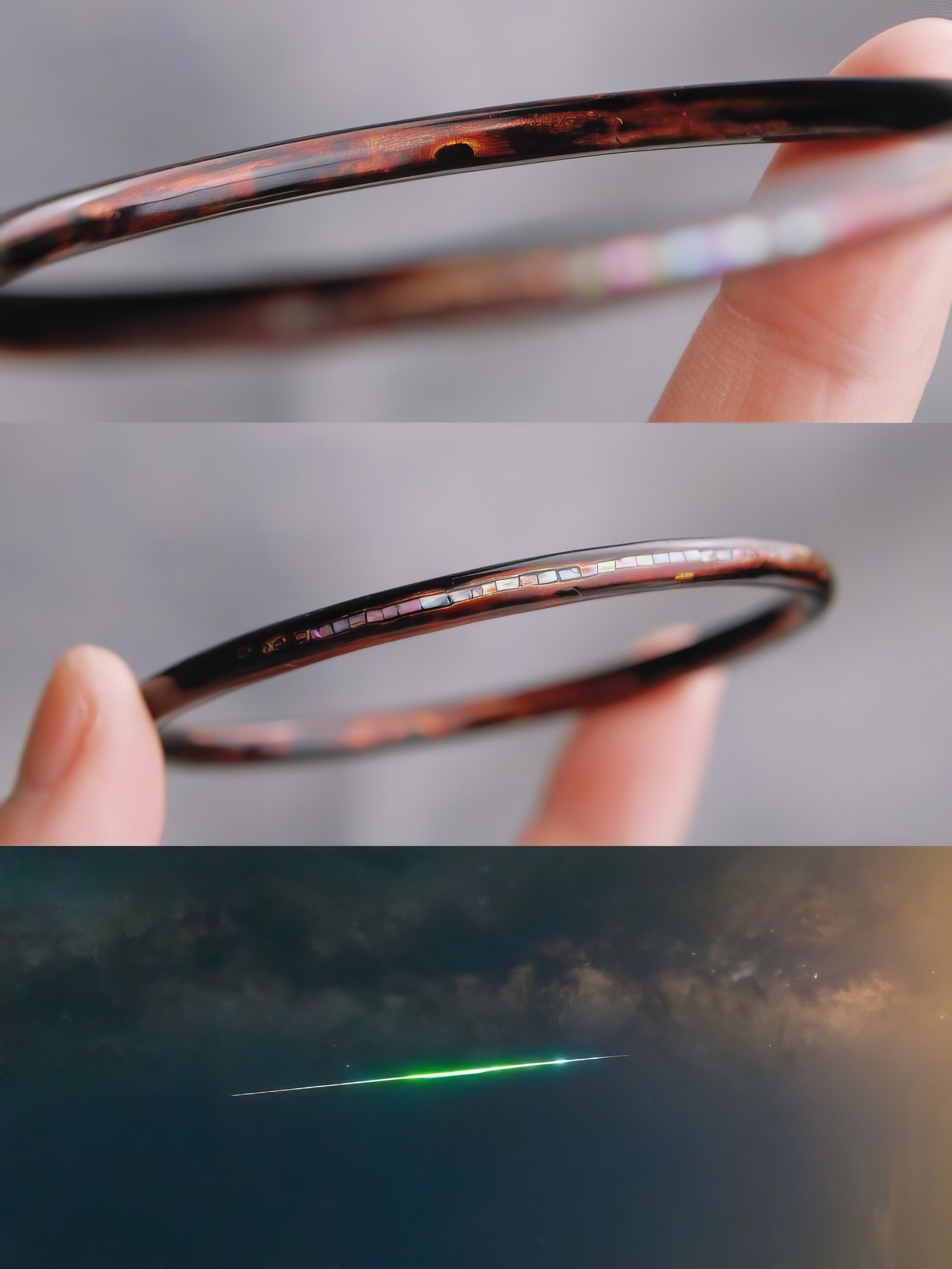 Fine Lacquer & Mother-of-pearl Filigree Bangle