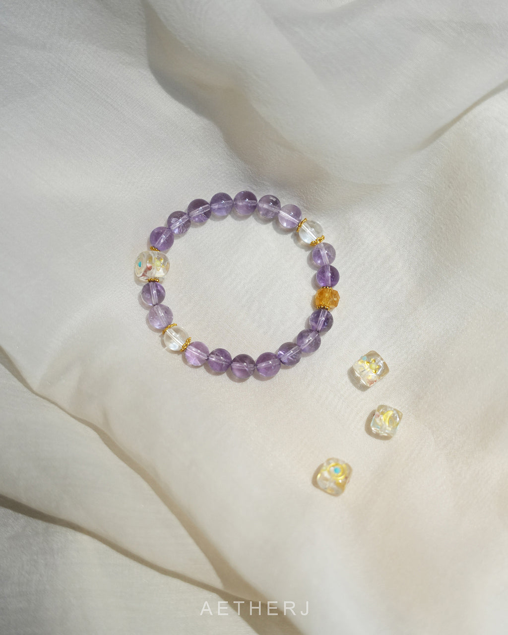 Natural Amethyst Crystal Bracelet for Love, Peace & Protection