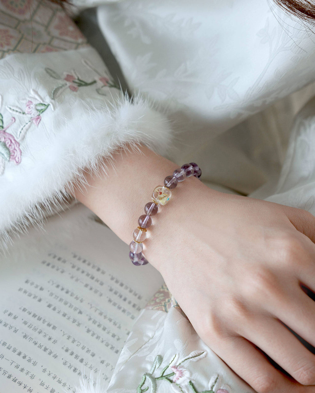 Natural Amethyst Crystal Bracelet for Love, Peace & Protection