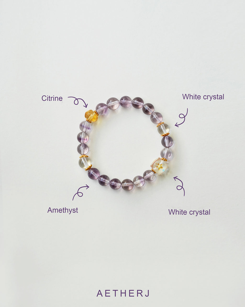Natural Amethyst Crystal Bracelet for Love, Peace & Protection