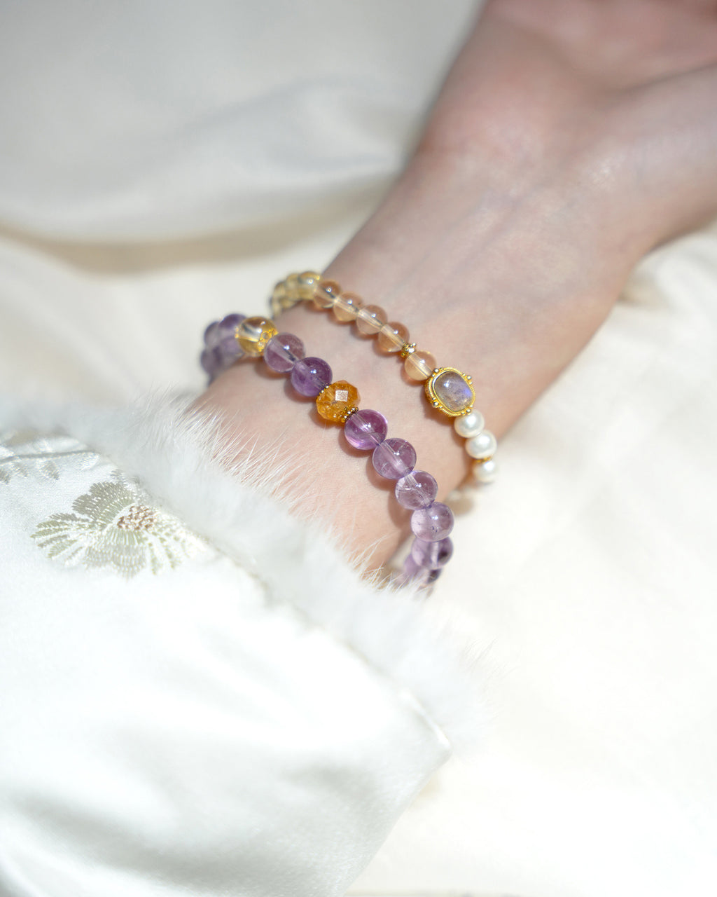 Natural Amethyst Crystal Bracelet for Love, Peace & Protection