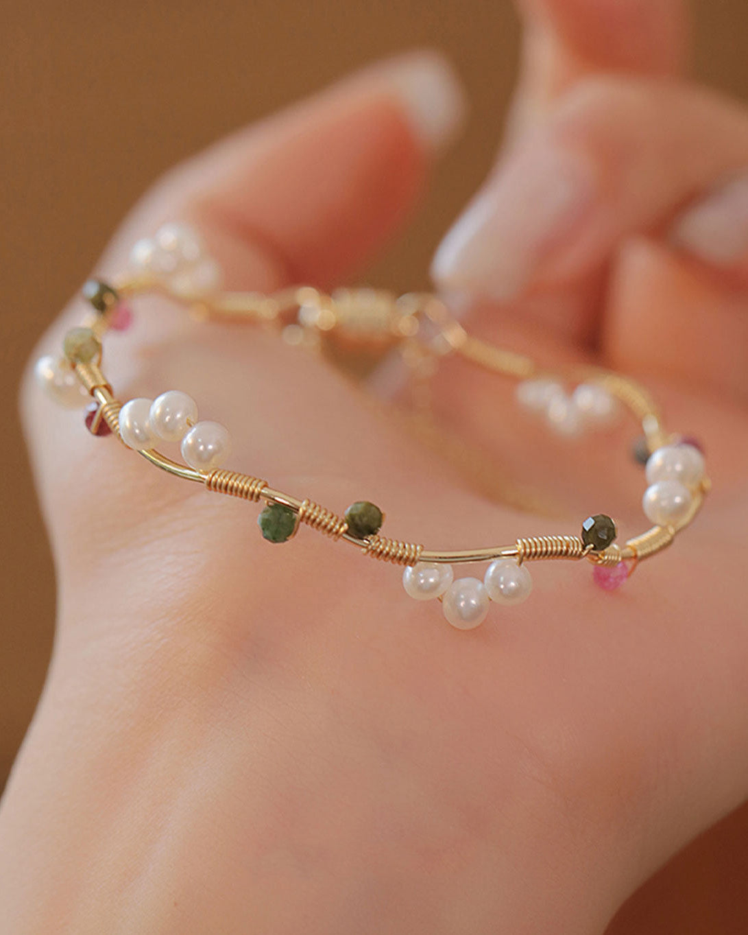 Freshwater Pearl & Tourmaline Bracelet for Elegance, Love & Positive Energy