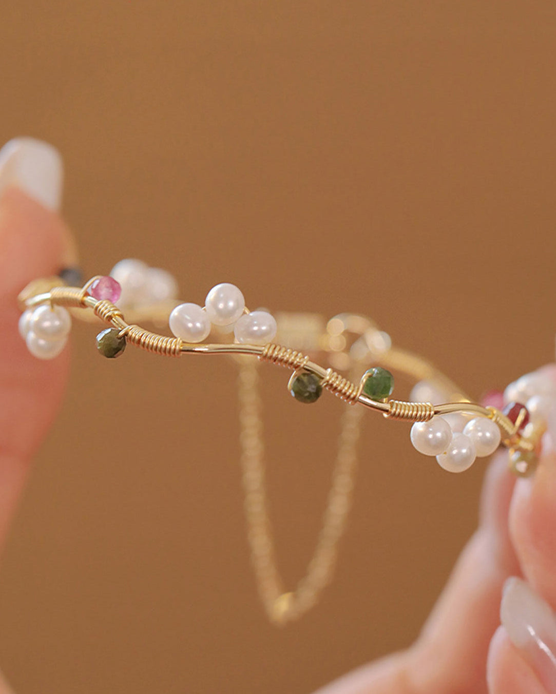 Freshwater Pearl & Tourmaline Bracelet for Elegance, Love & Positive Energy