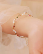 Freshwater Pearl & Tourmaline Bracelet for Elegance, Love & Positive Energy