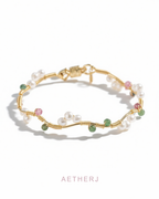 Freshwater Pearl & Tourmaline Bracelet for Elegance, Love & Positive Energy