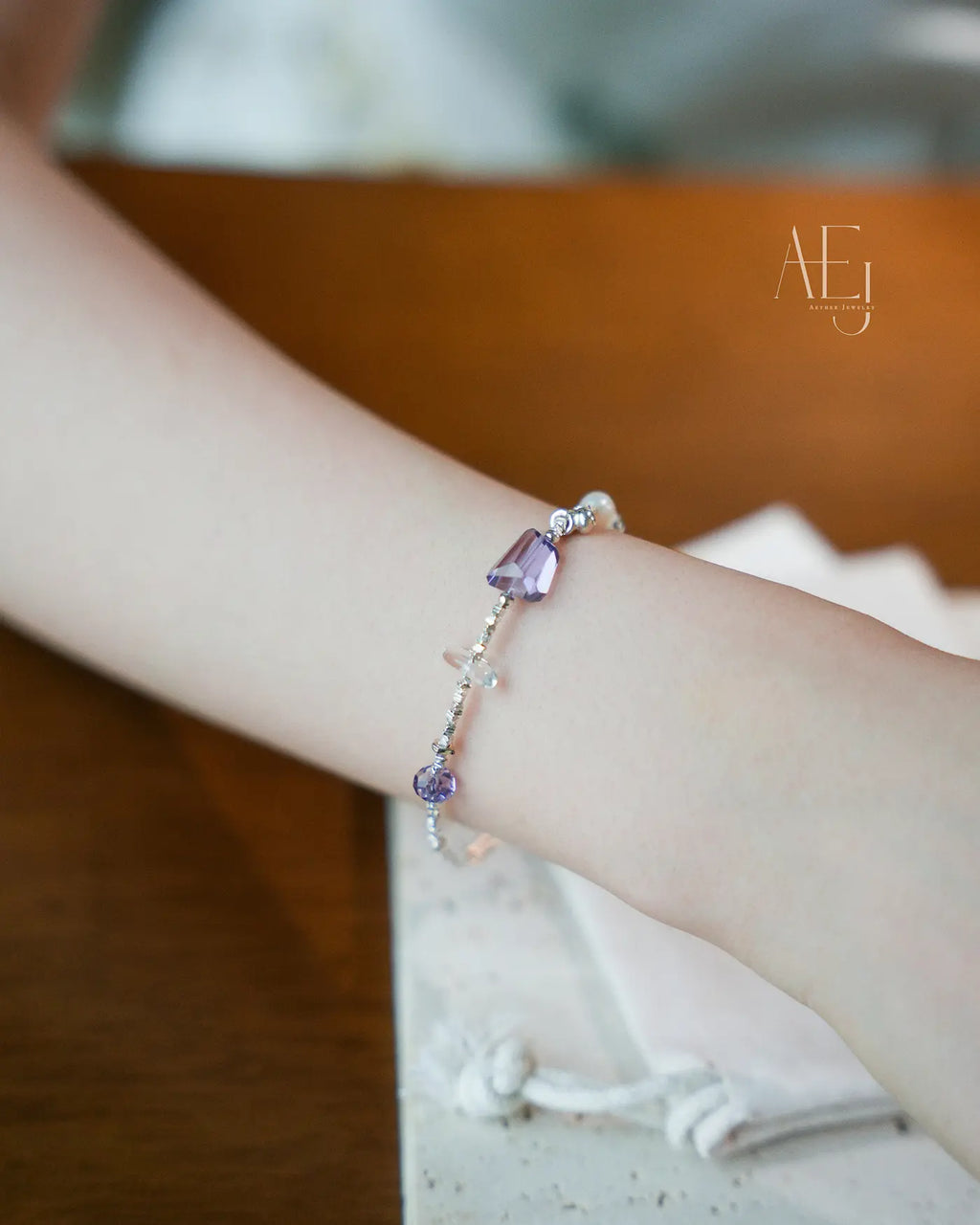 Natural Amethyst & Crystal Bracelet for Calm, Intuition & Good Luck