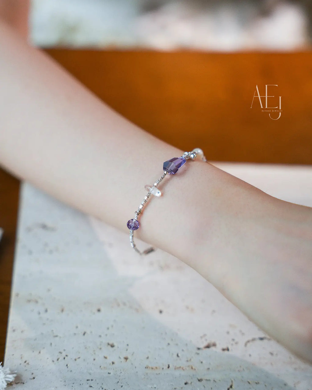 Natural Amethyst & Crystal Bracelet for Calm, Intuition & Good Luck