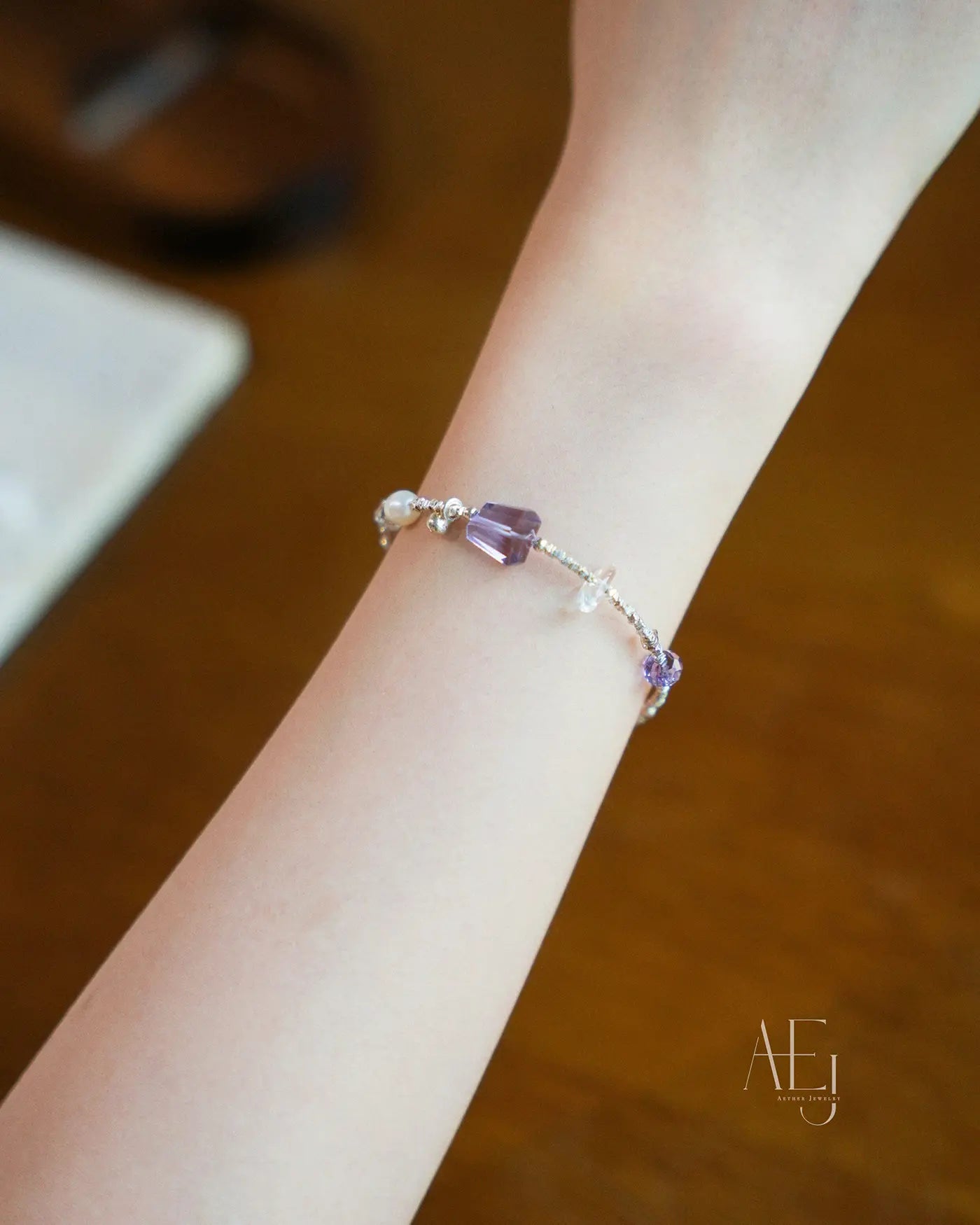 Natural Amethyst & Crystal Bracelet for Calm, Intuition & Good Luck