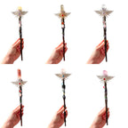 Natural Crystal Ball & Column Wand with Enamel Angel Wings for Energy & Spiritual Decor