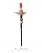 Natural Crystal Ball & Column Wand with Enamel Angel Wings for Energy & Spiritual Decor