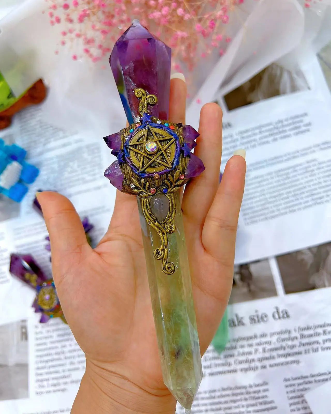 Natural Crystal Magic Wand for Rituals, Spells & Spiritual Decor