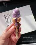 Natural Crystal & Antler Wand for Spiritual Decor, Energy & Gift