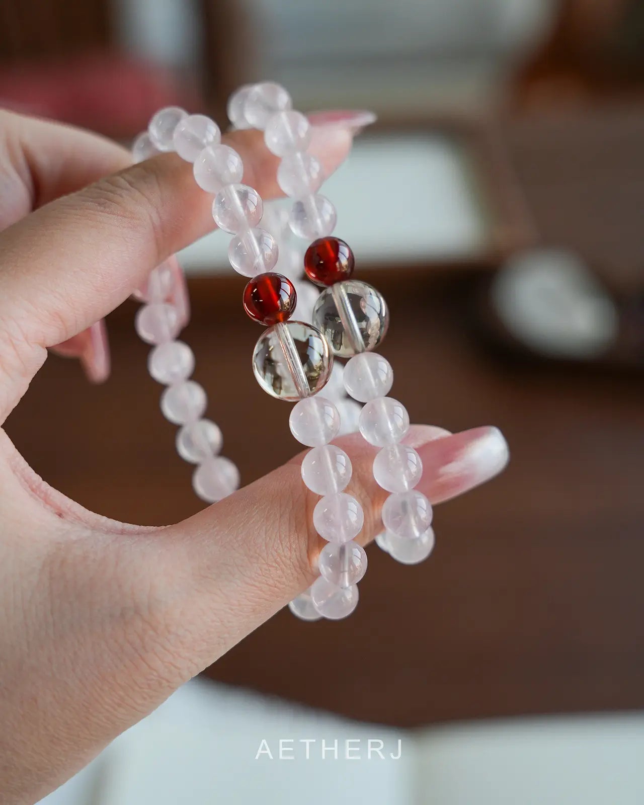 Natural Madagascar Pink Quartz Bracelet for Love, Balance & Protection
