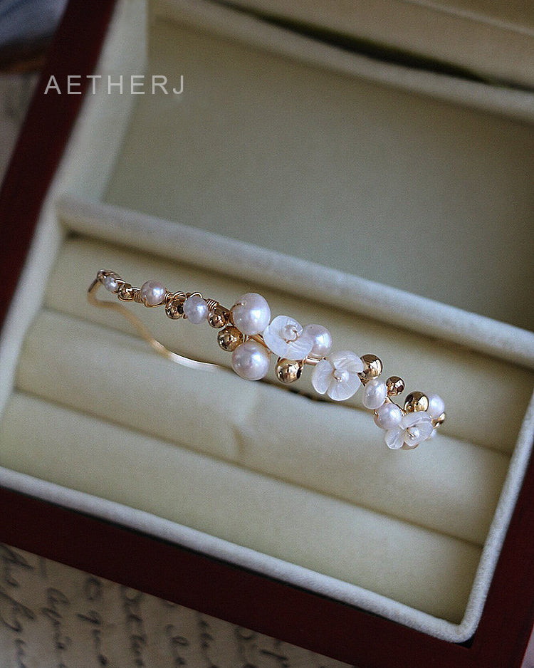 Natural Pearl & Shell Bracelet for Elegance, Calm & Feminine Energy